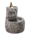 Dehner Gartenbrunnen Froschkönig mit LED, Ø 50 x 55 cm, Granit, Wassersprinkler mit Frosch aus Bronze Bild 2