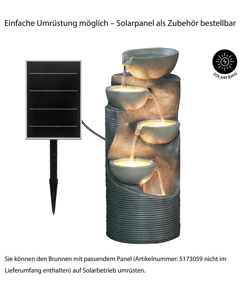 Dehner Gartenbrunnen Salo LED Kunststein