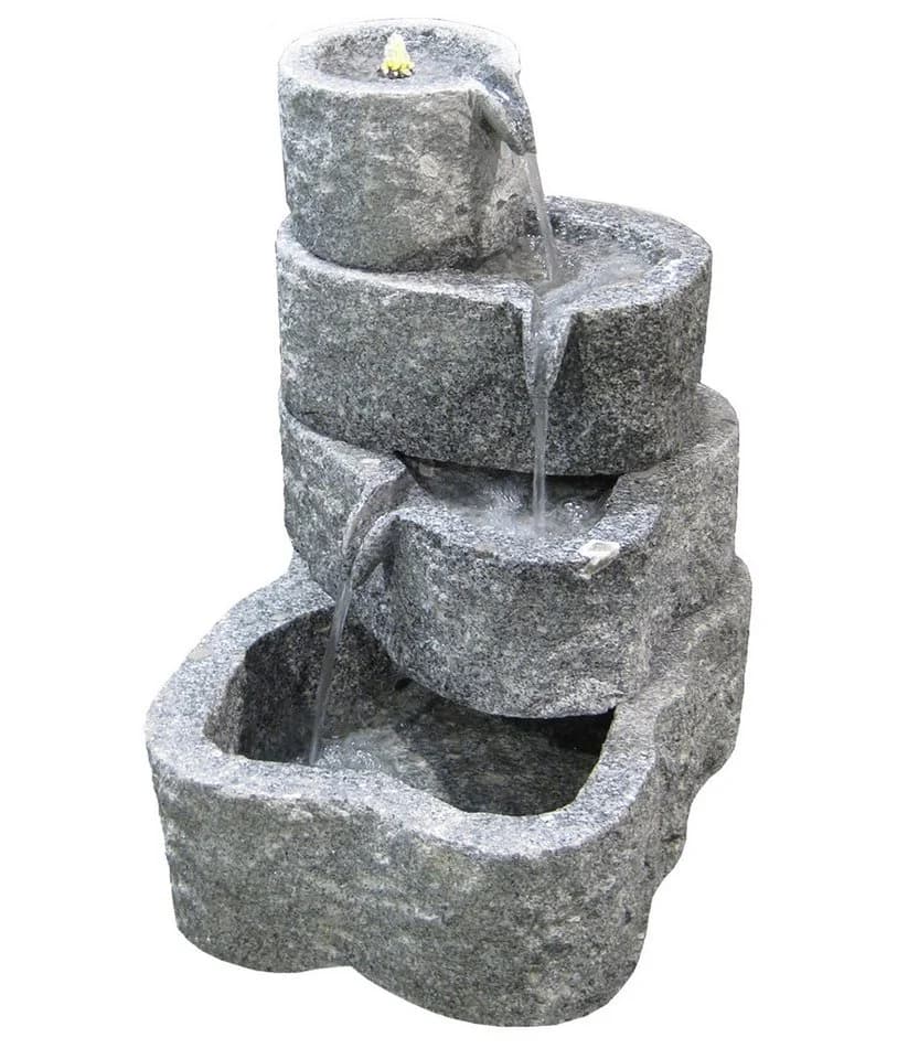 Dehner Granit Gartenbrunnen Wasserfall mit LED-Beleuchtung Grau - Bild 2