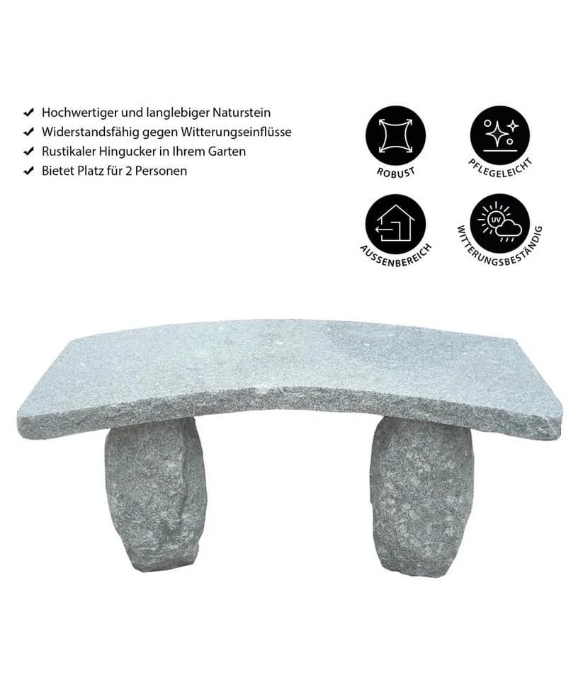 Dehner Granit Gartenbank 2-Sitzer Grau Gebogen
