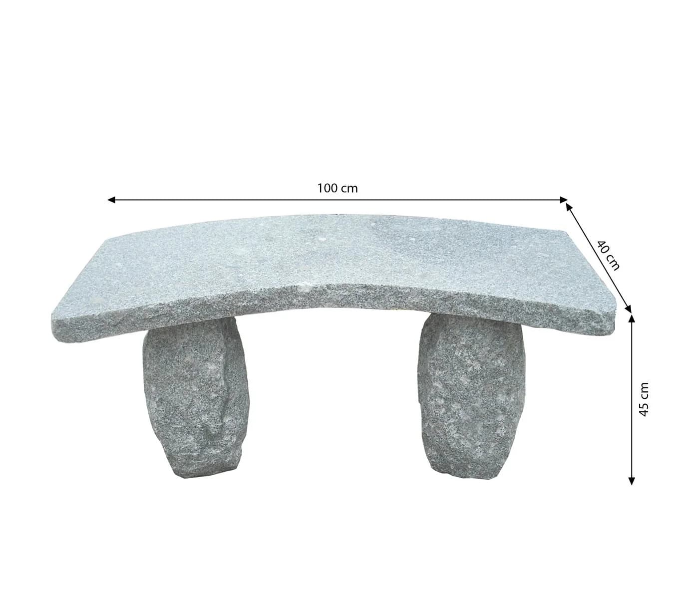 Dehner Granit Gartenbank 2-Sitzer Grau Gebogen - Bild 3