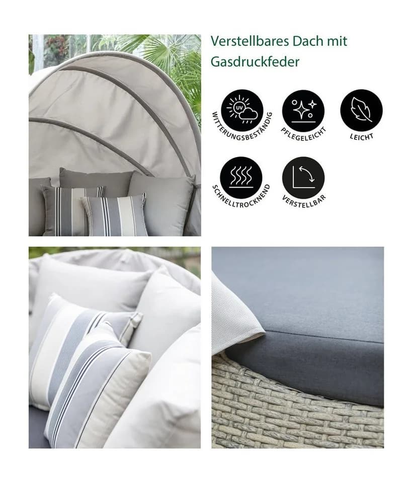 Dehner Gartenlounge-Set Sunlounger Florida mit Sonnendach