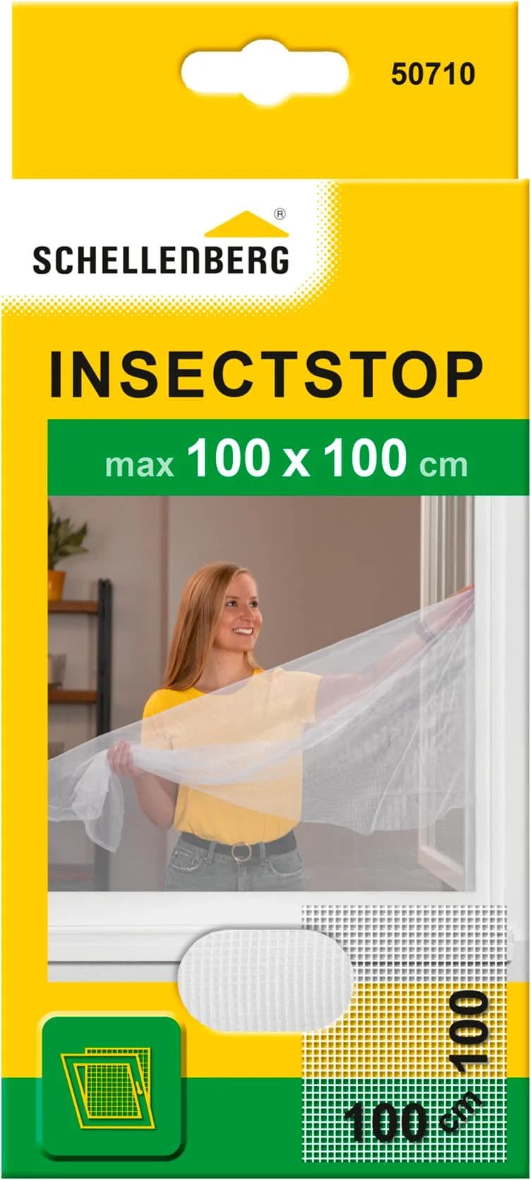 Schellenberg Fliegengitter-Gewebe für Fenster ohne Bohren, 100 x 100 cm, Weiß