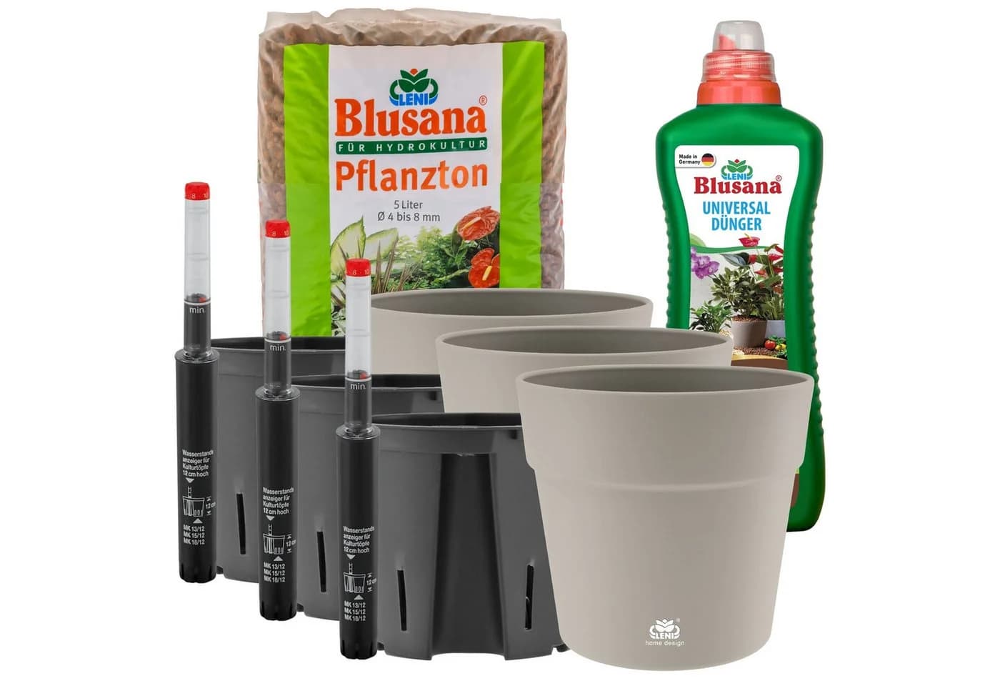 LENI Blumentopf "Classic" beige-grau Hydrokultur Komplett-Set - Bild 2