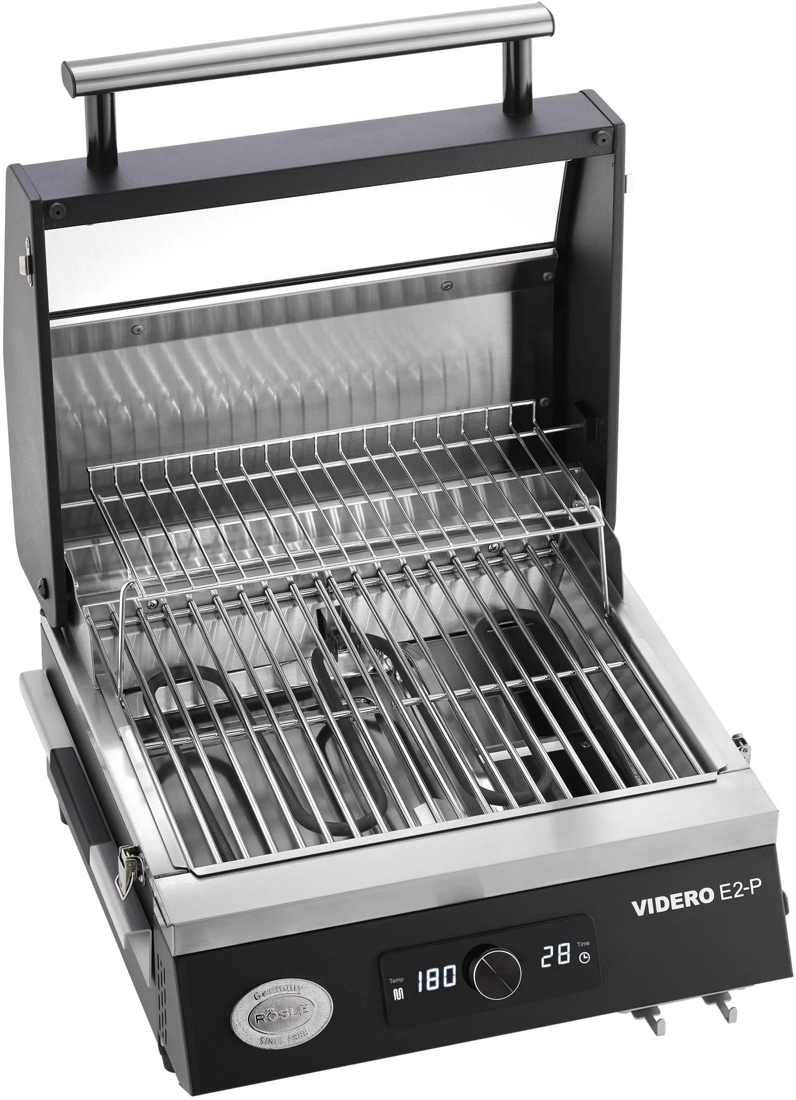 Tragbarer Elektrogrill aus Stahl, Schwarz