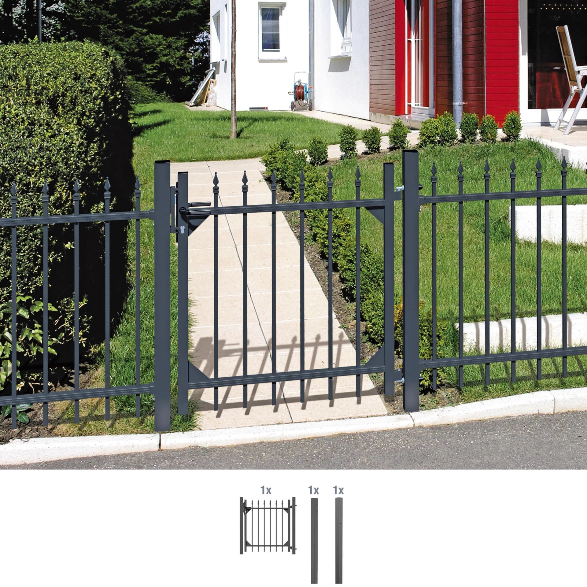 Zauneinzeltür ALBERTS Chaussee Anthrazit Aluminium 96,5 cm