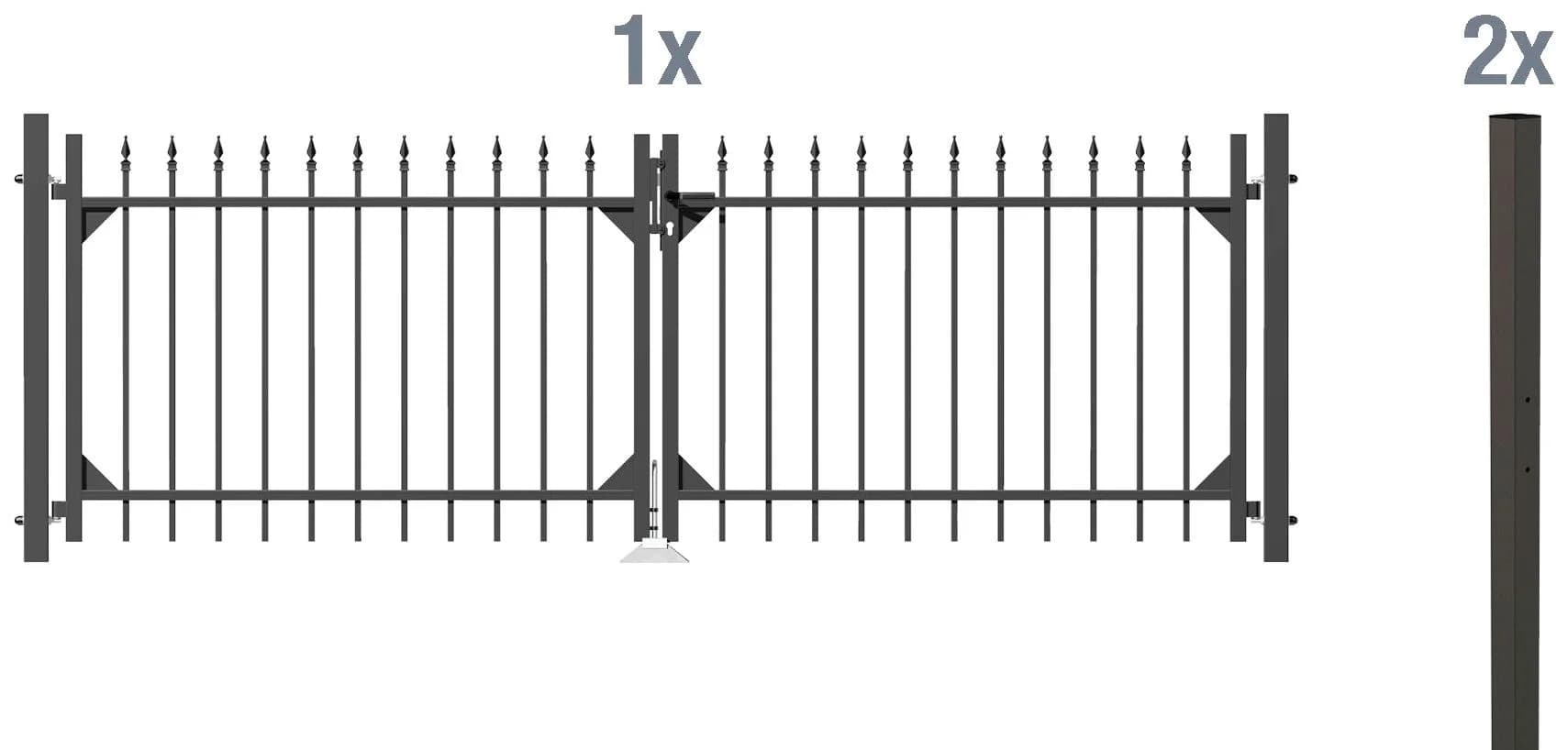 Zaundoppeltür ALBERTS Chaussee Anthrazit Aluminium 300 cm