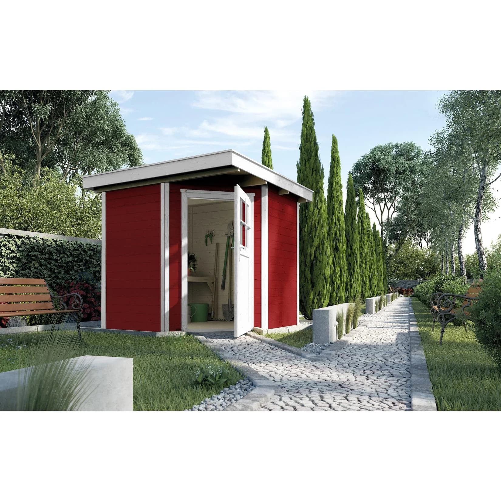 WEKA Gartenhaus 229 Gr.2 5-Eck-Bauweise 270x270x217 cm Schwedenrot