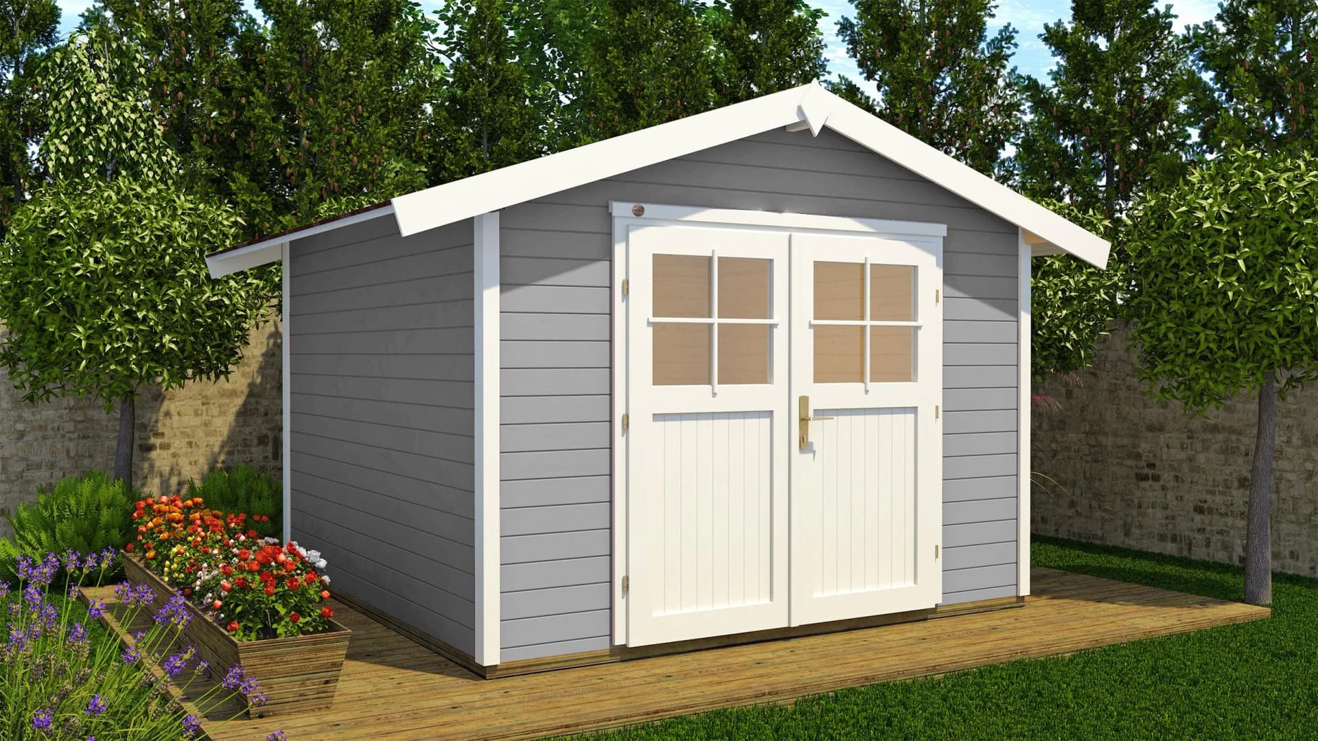 Gartenhaus WEKA 122 Gr.2 grau Holzwerkstoff Doppelflügeltür