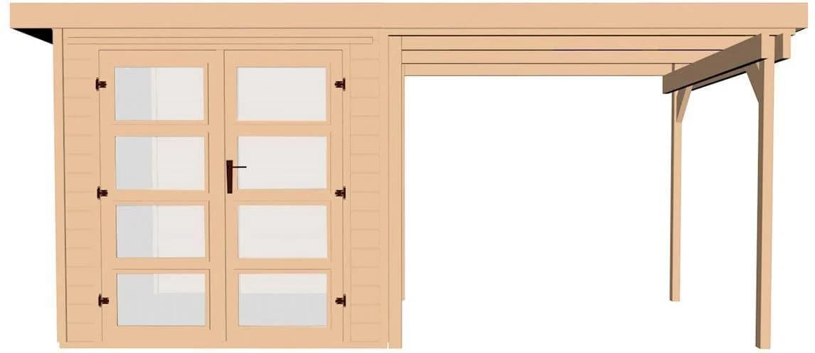 Gartenhaus WEKA 321 B Gr.1, natur, 19 mm, Anbau 230 cm