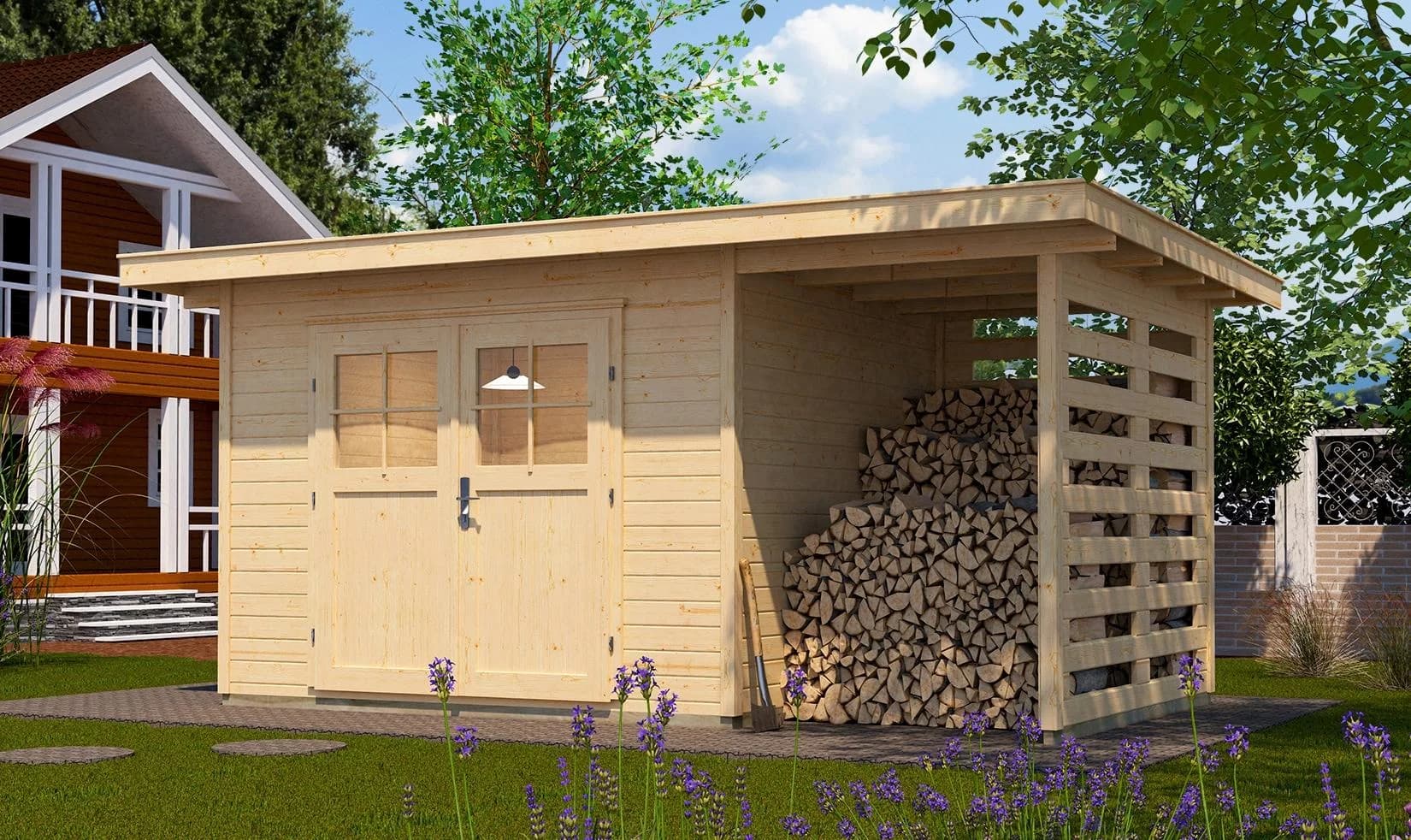 WEKA Gartenhaus 179A Gr.2 Massivholz Flachdach 430x311 cm