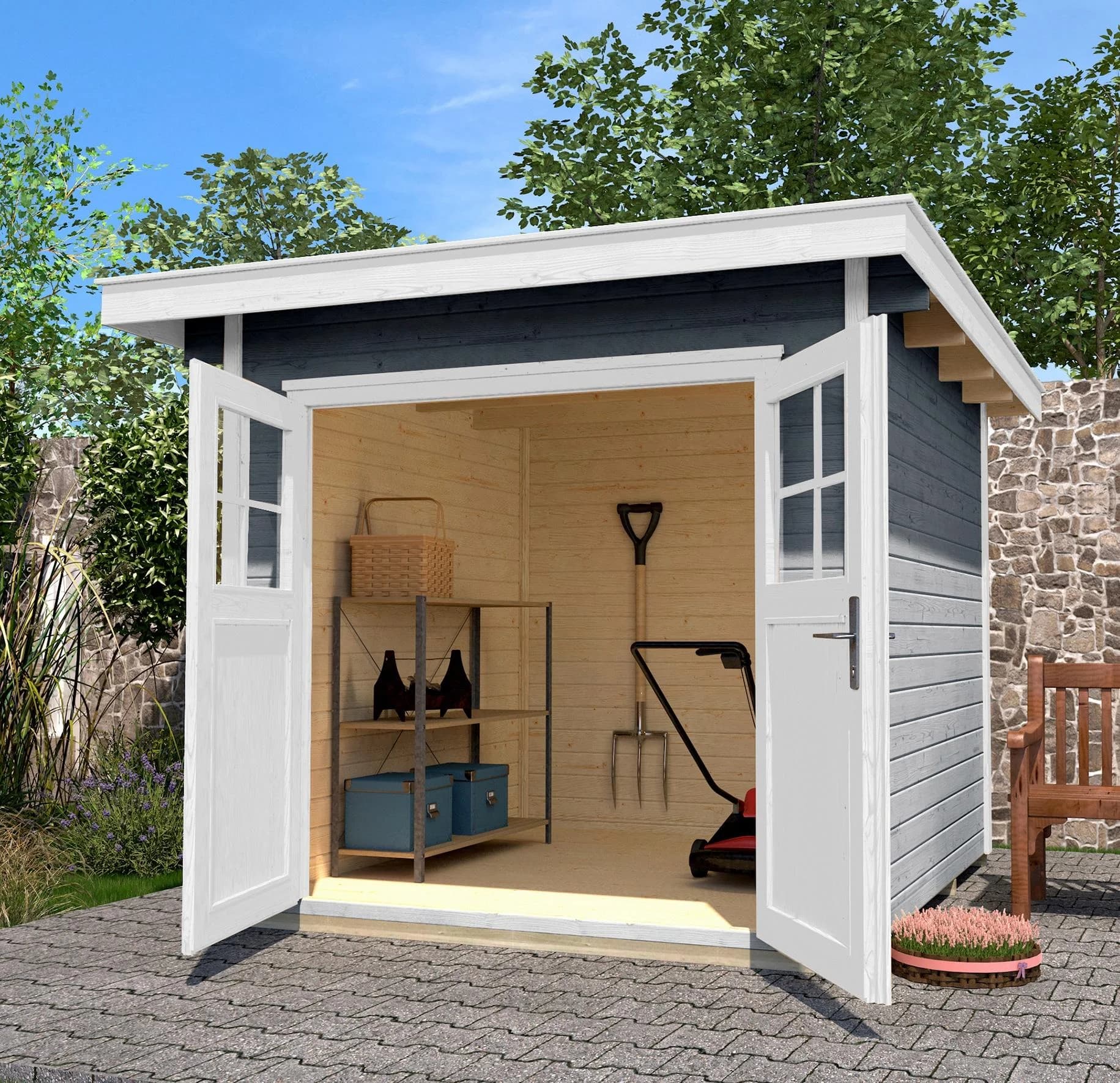 WEKA Gartenhaus 179 Gr.3 Grau Holzwerkstoff Flachdach