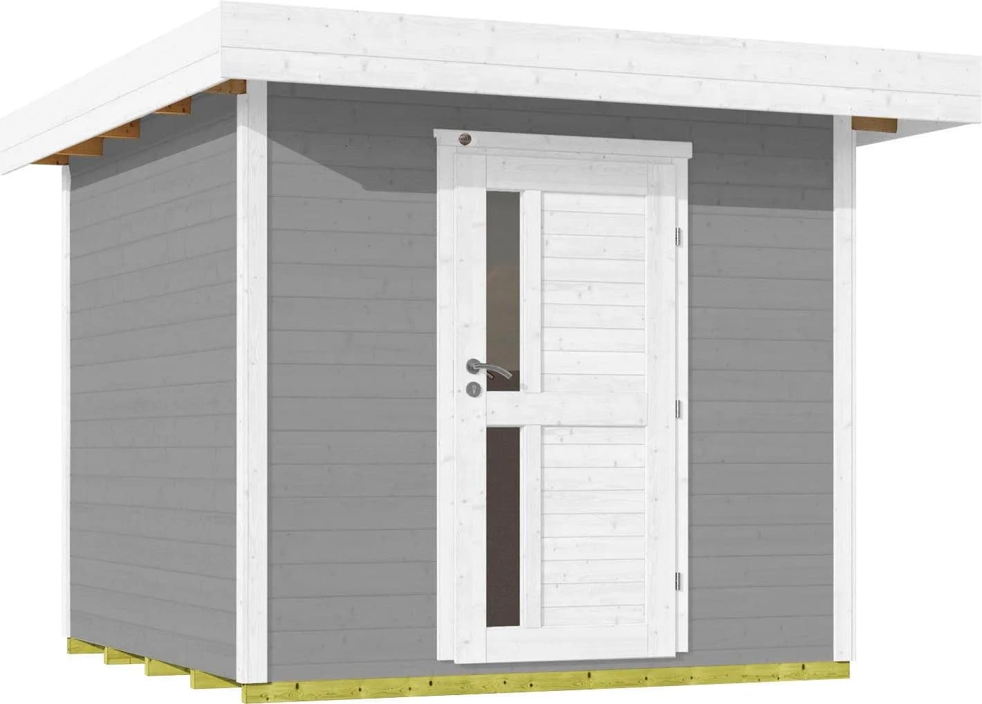 WEKA Gartenhaus Designhaus 172 grau-weiß Blockbohlensystem