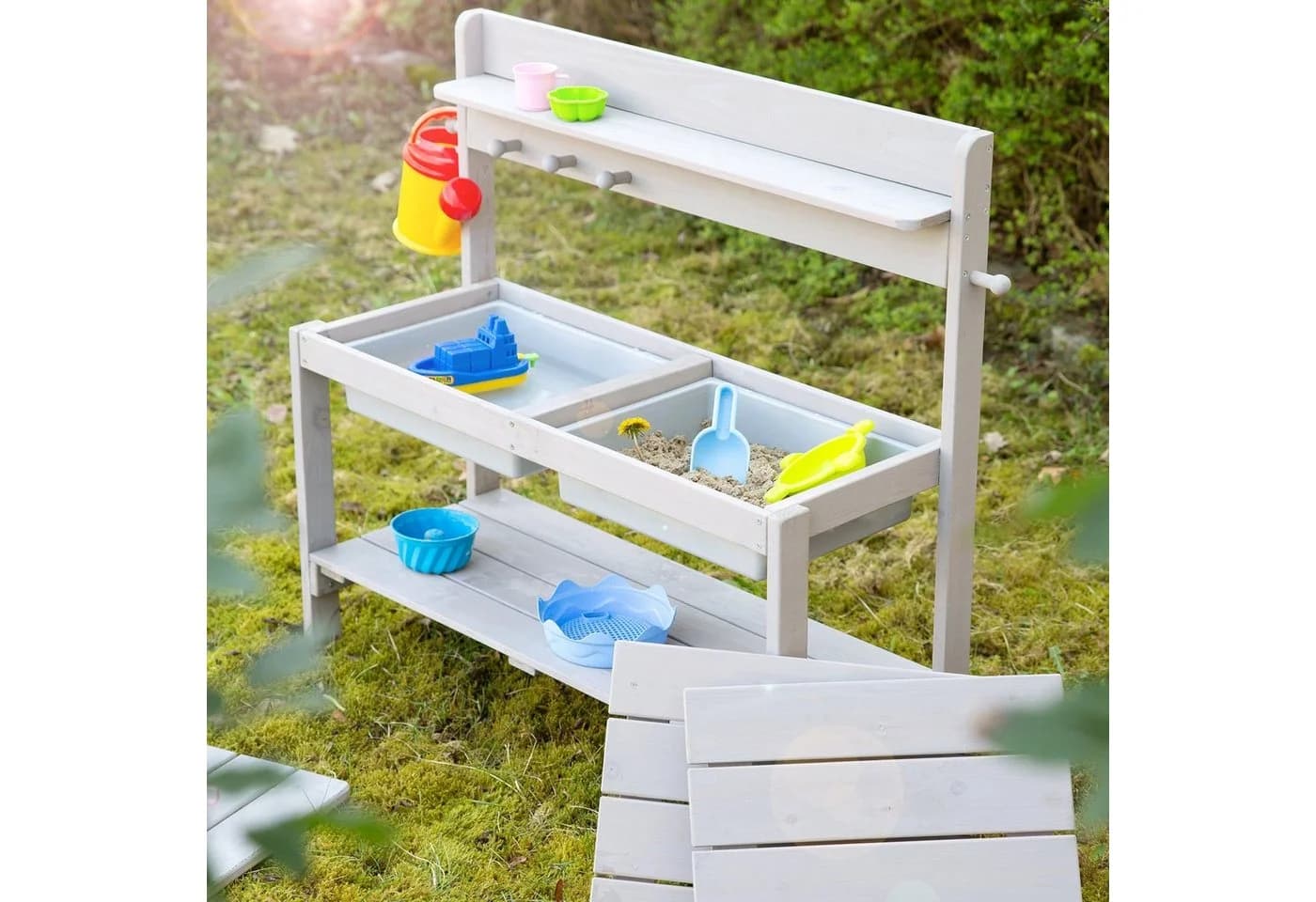 Outdoor-Spielküche aus Massivholz, wetterfest lasiert