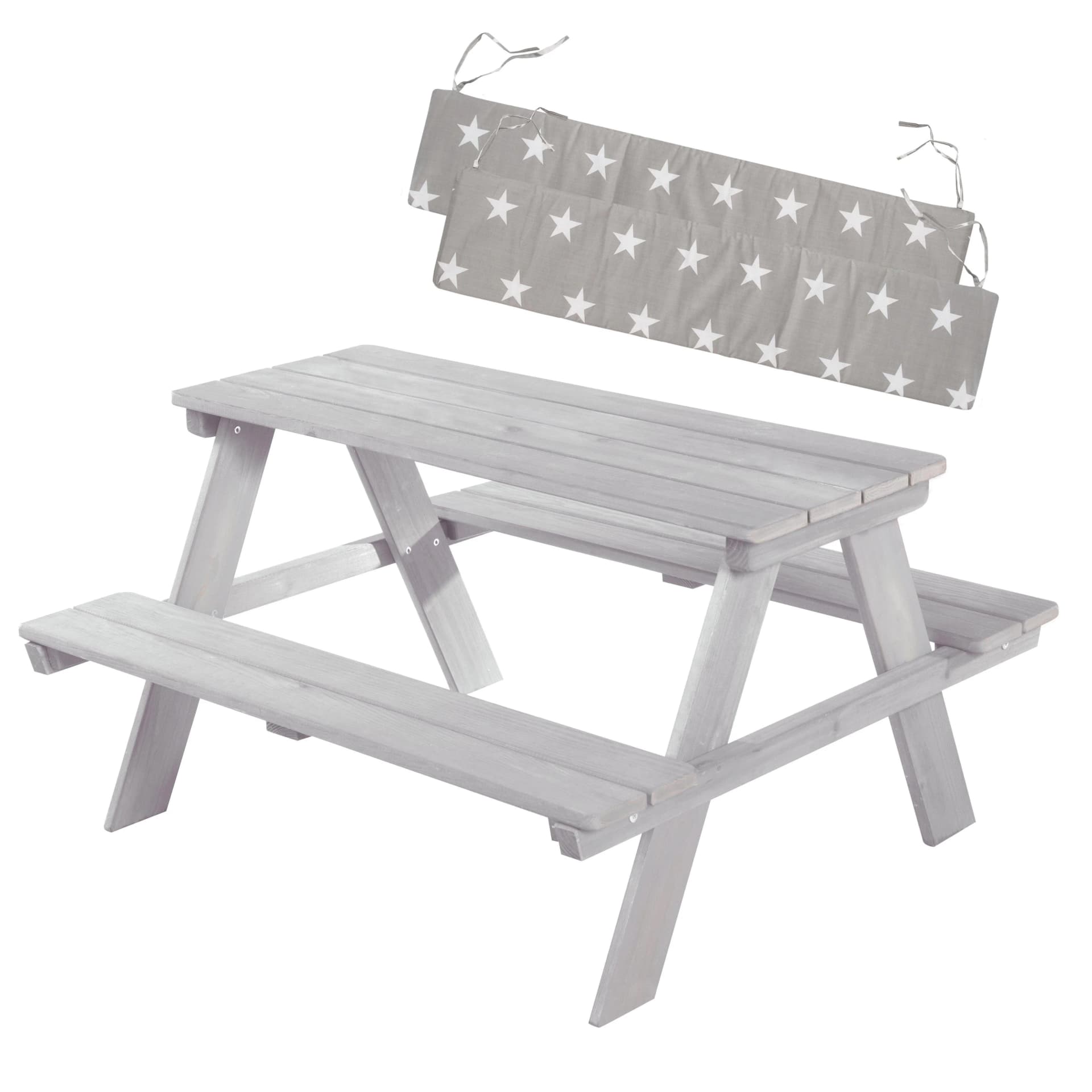 Roba Kindersitzgruppe Picknick for 4 Outdoor Grau Massivholz