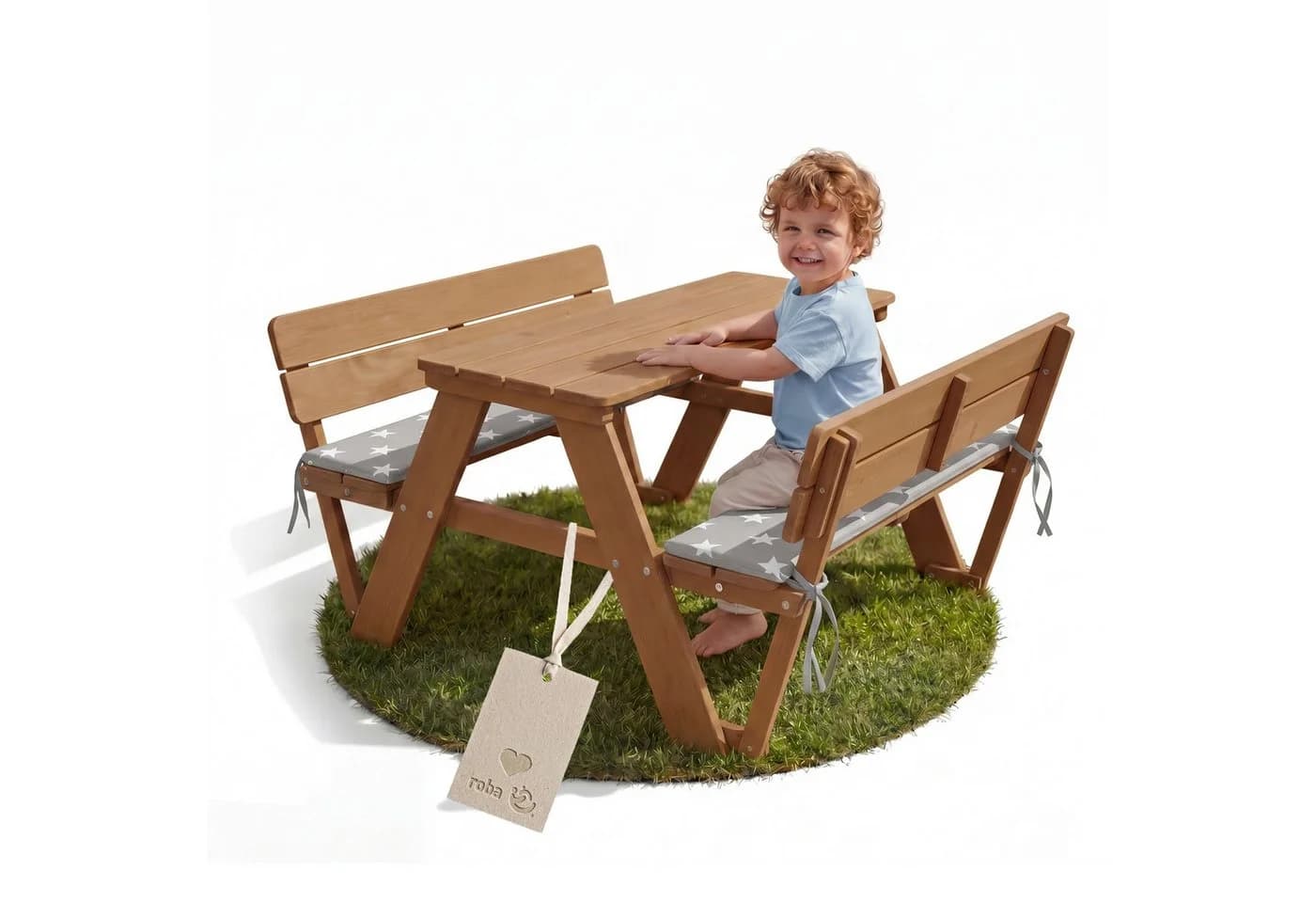ROBA Kindersitzgruppe Picknick for 4 Outdoor + Teakholz-Optik Massivholz - Bild 2