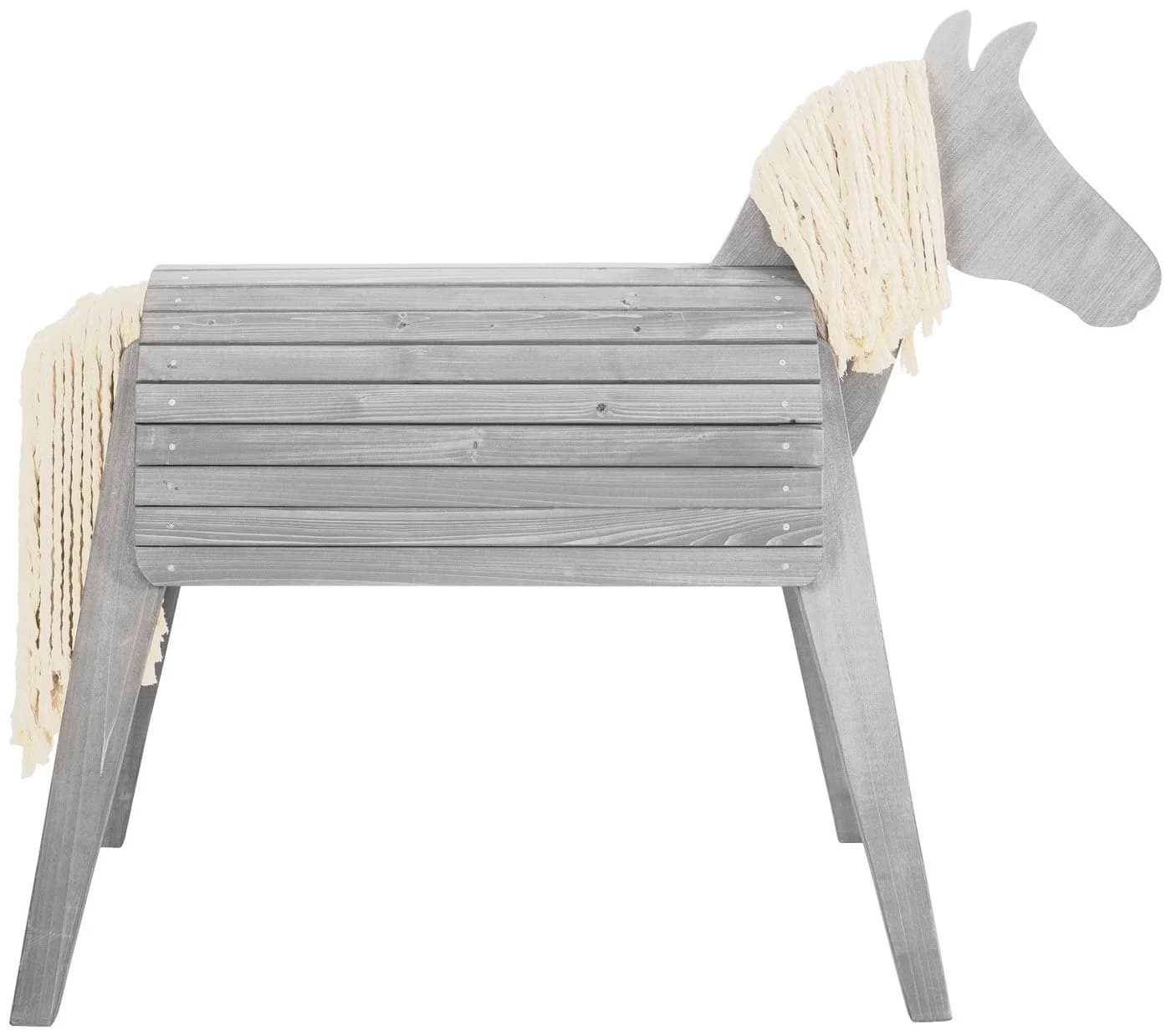 roba® Voltigier- & Outdoor-Pferd Massivholz Grau mit Mähne & Schweif - Bild 3