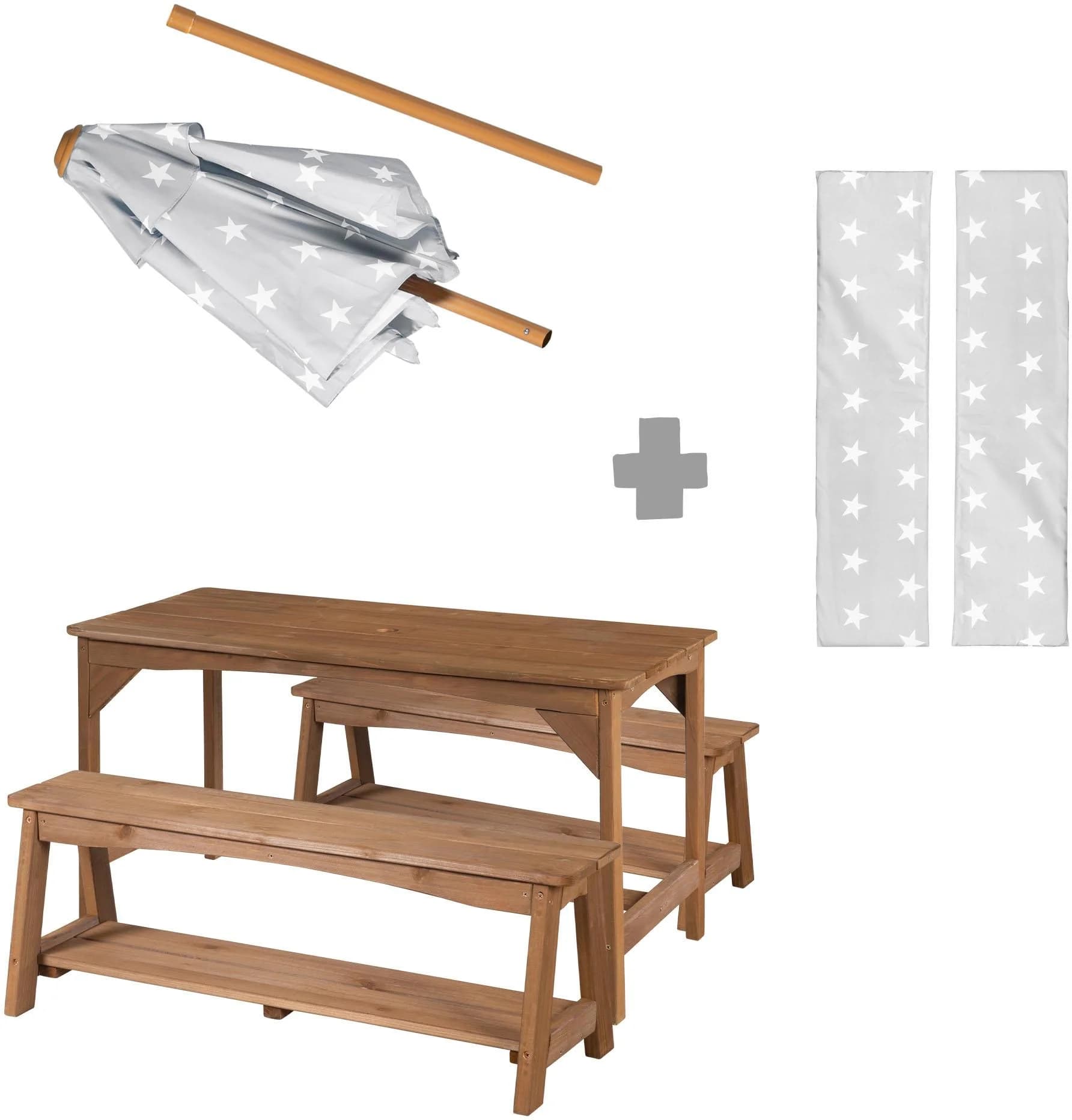 Garten-Kindersitzgruppe ROBA Outdoor+ Braun Massivholz Tisch 2 Bänke - Bild 2
