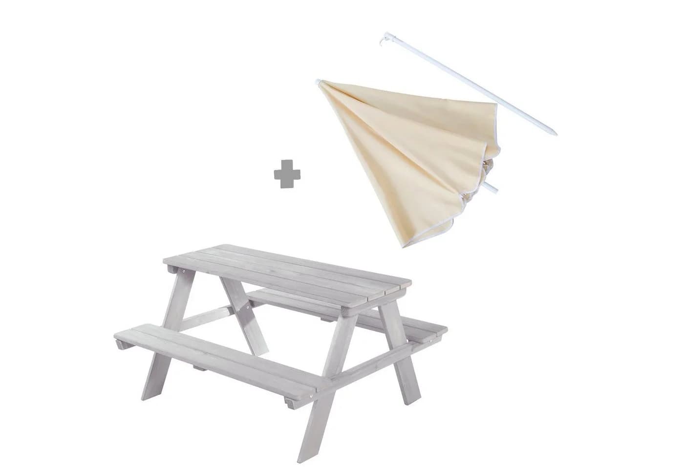 ROBA Picknick for 4 Outdoor + Kindersitzgruppe Grau mit Sonnenschirm - Bild 3
