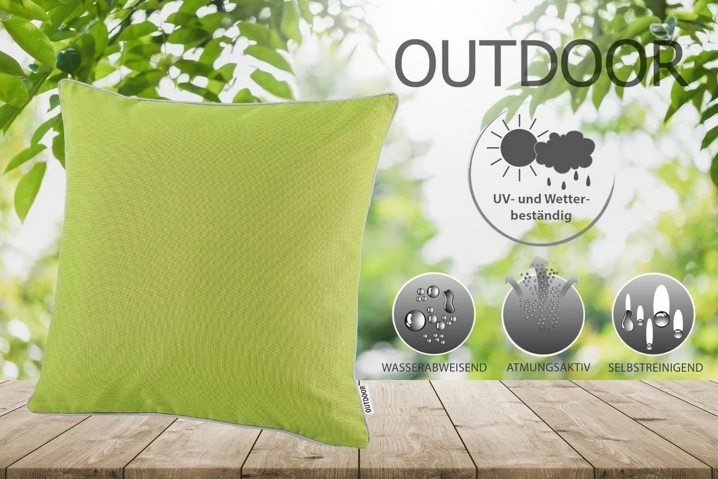 heimtexland Dekokissen Outdoorkissen Grün Schmutz- und wasserabweisend