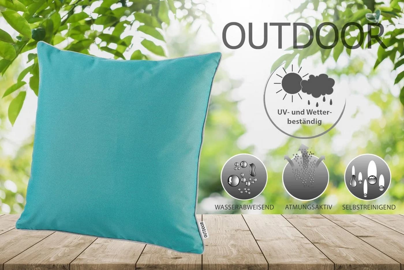 heimtexland Dekokissen Outdoorkissen Garten Deko Outdoor Kissen gefüllt türkis