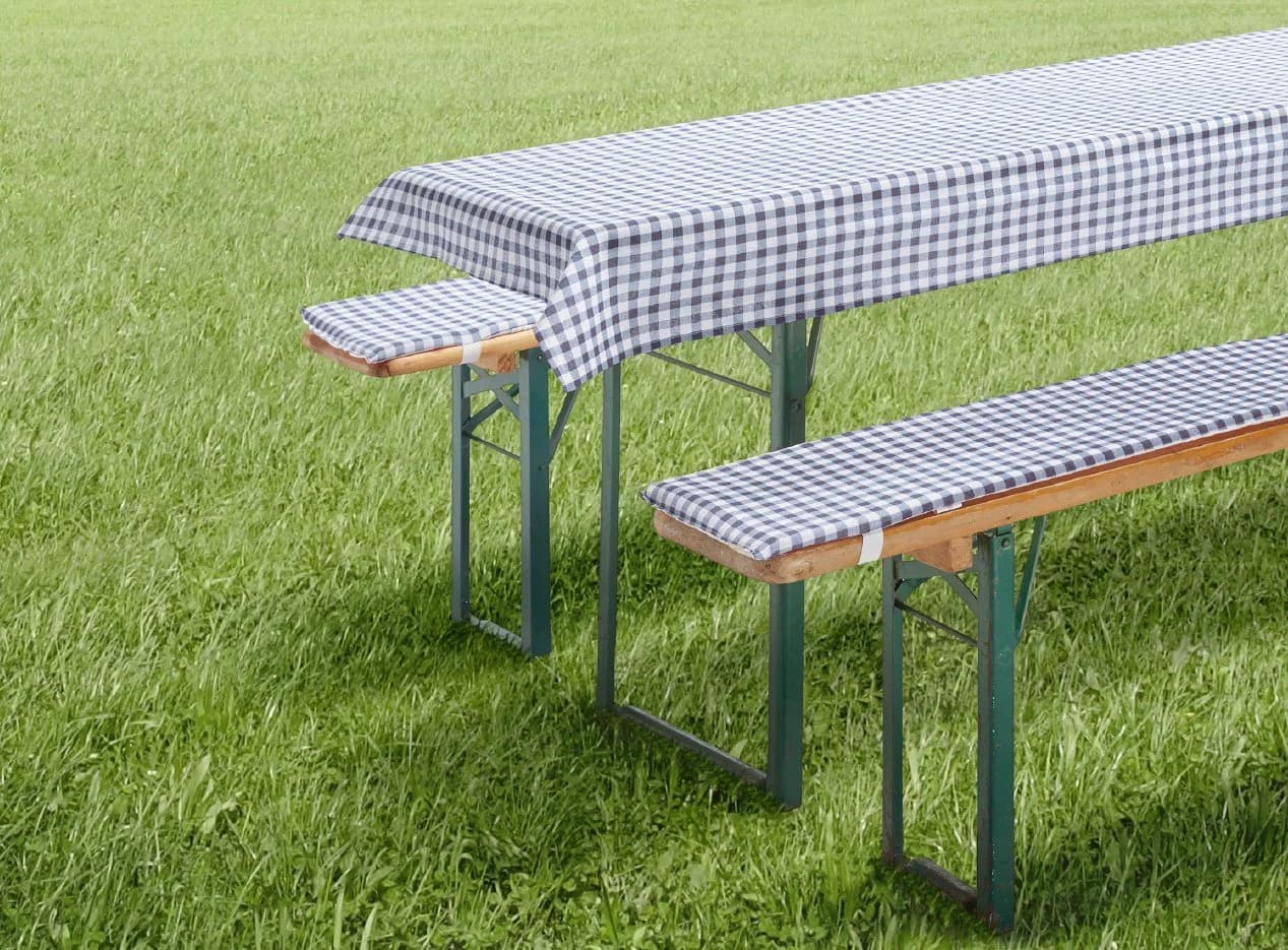 heimtexland Hussen-Set Bierzeltgarnitur Polster Auflagen Set 3-teilig Grau Karo - Bild 4