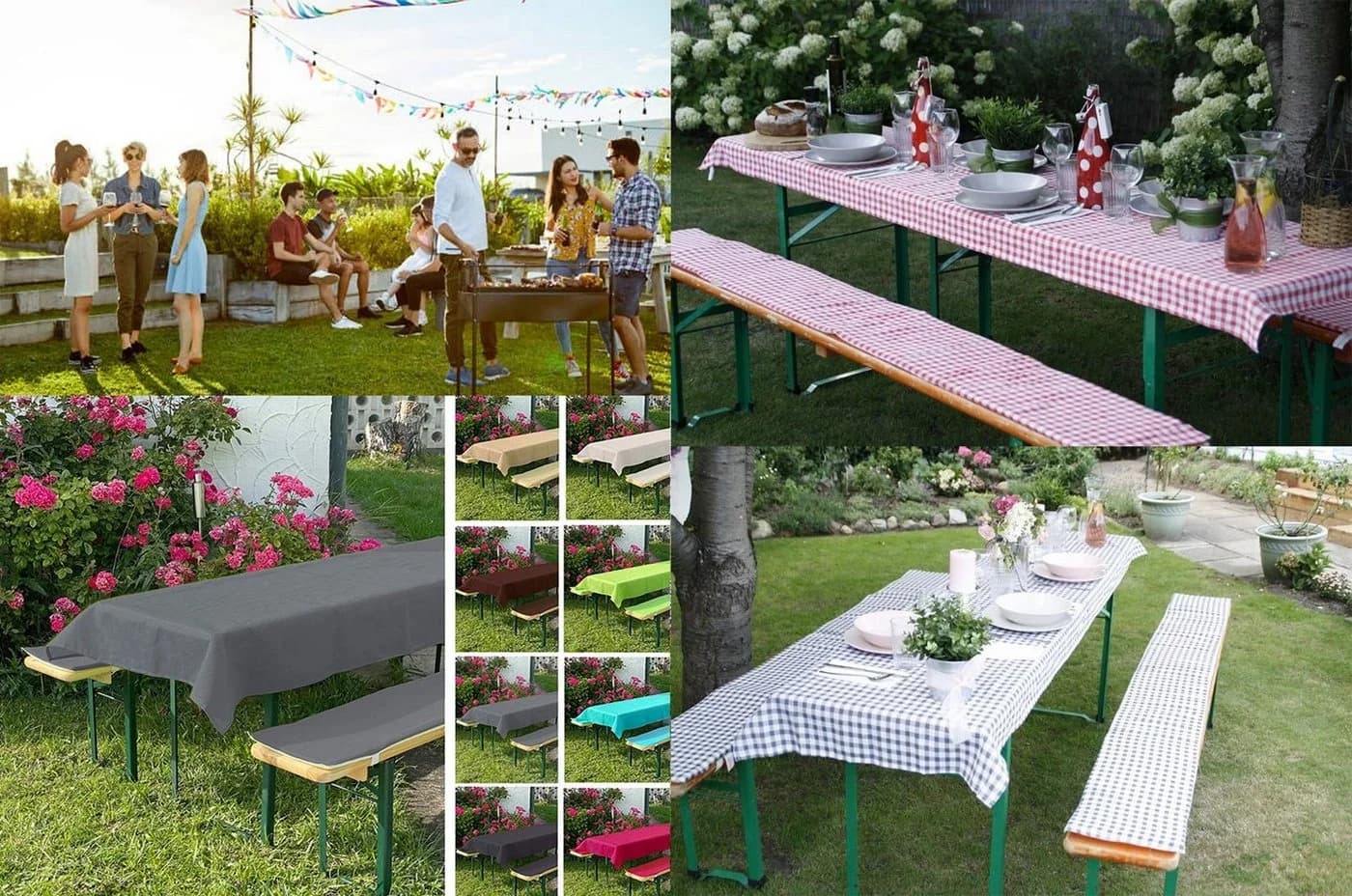 heimtexland Hussen-Set Bierzeltgarnitur Rot 3-tlg. mit Gummizug - Bild 5