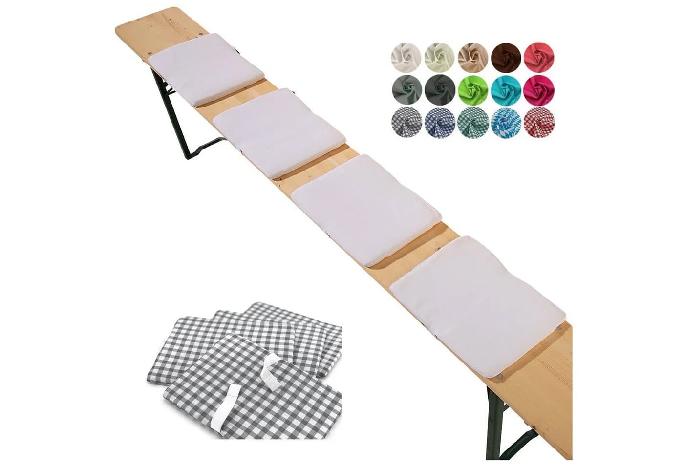 heimtexland Sitzkissen Bierbank 4er Set Weiß Polycotton - Bild 2