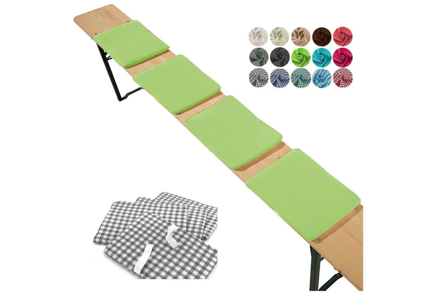 heimtexland Sitzkissen Bierbank 4er Set Grün Polycotton - Bild 2