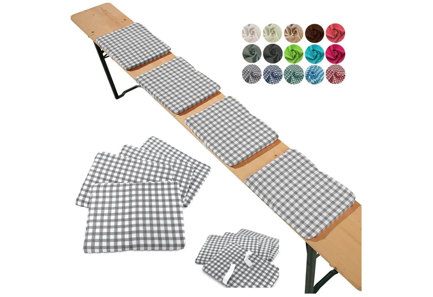heimtexland Sitzkissen Bierbank 4er Set Grün Polycotton - Bild 5