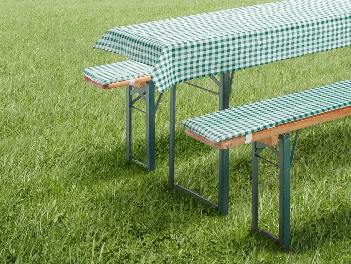 heimtexland Hussen-Set Bierzeltgarnitur 3-teilig Polster Auflagen Karo Grün - Bild 4