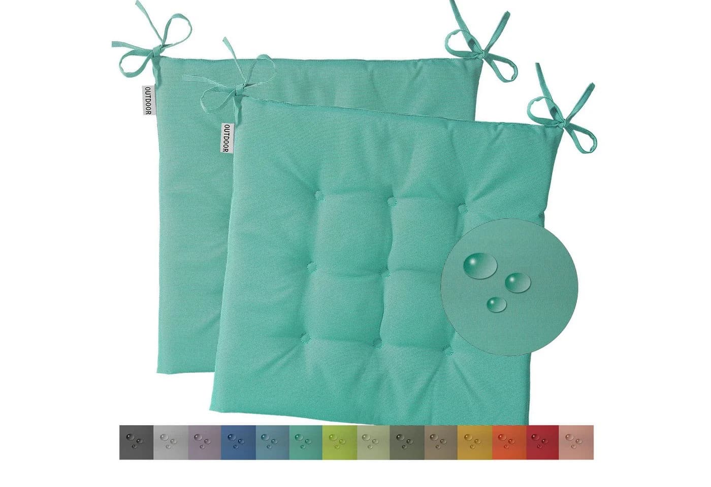 heimtexland Outdoor Stuhlkissen Türkis 40x40cm wetterfest - Bild 2