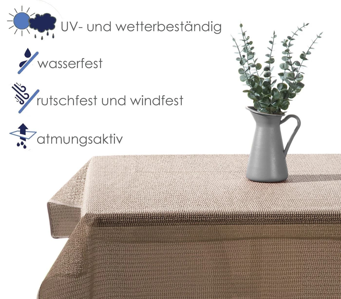 heimtexland Gartentischdecke Outdoor Cappuccino Wetterfest UV-Beständig