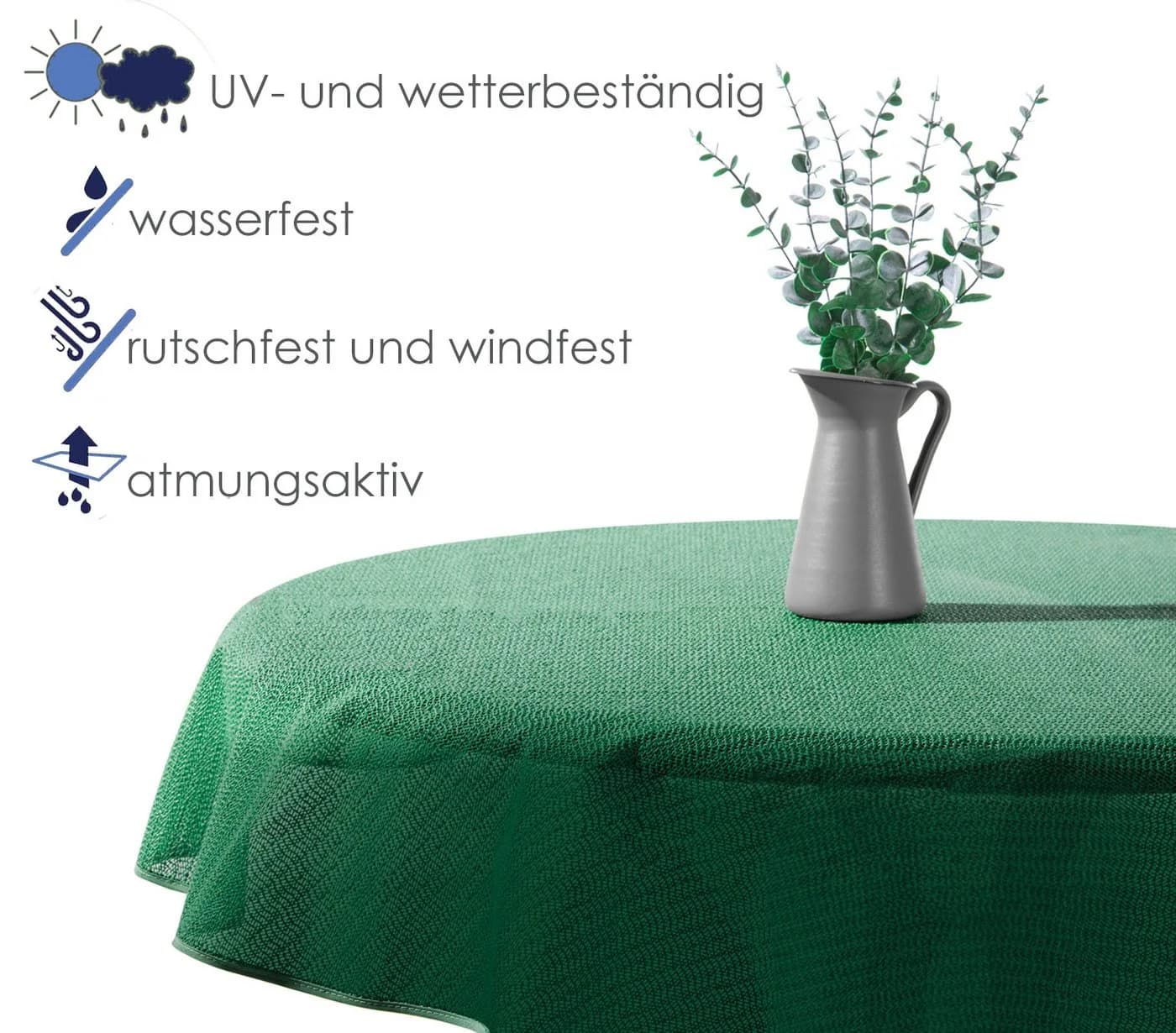 heimtexland Gartentischdecke Outdoor Dunkelgrün Wetterfest UV-beständig