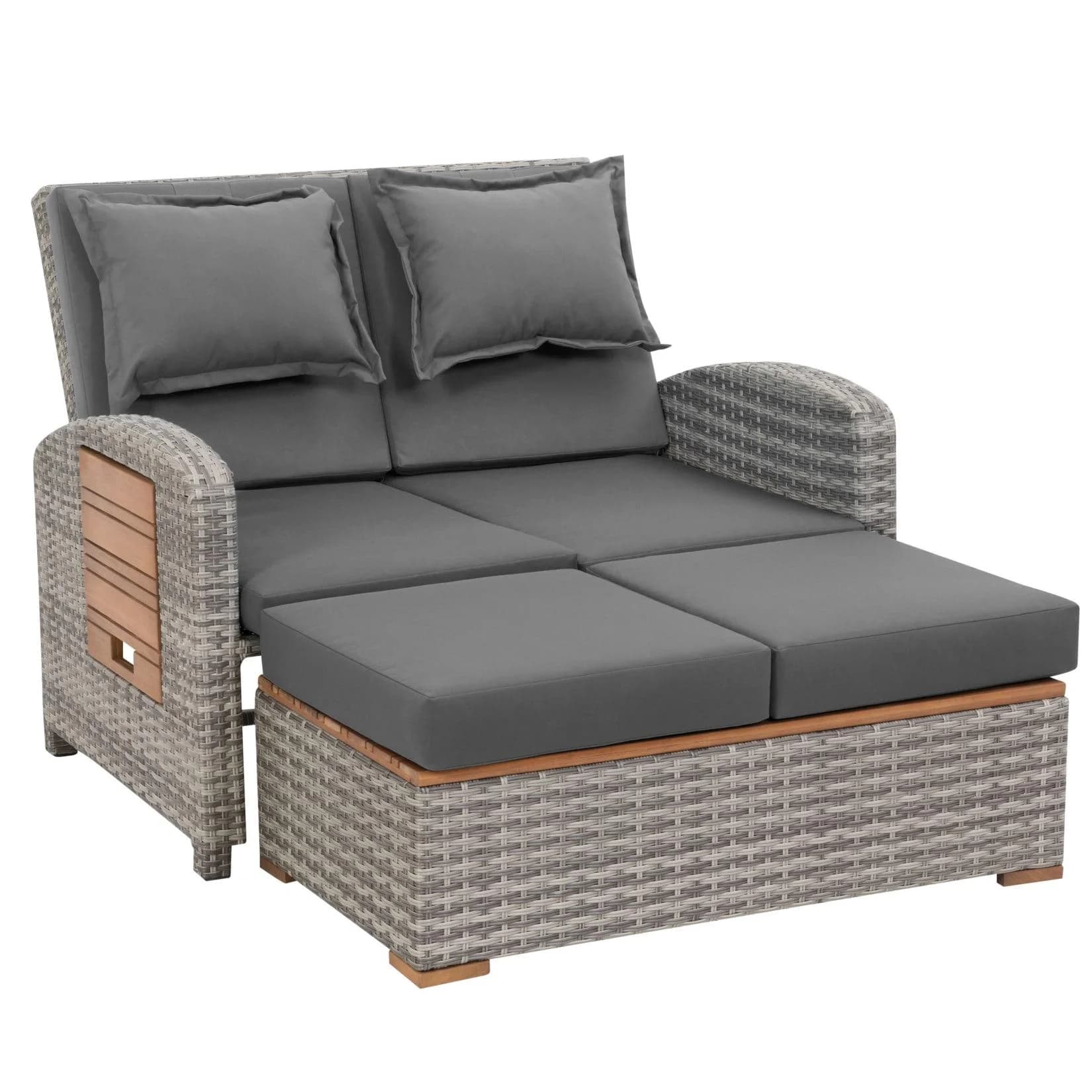 Loungegarnitur 2-teilig Bahia Tobago Holz/Metall mit Kissen