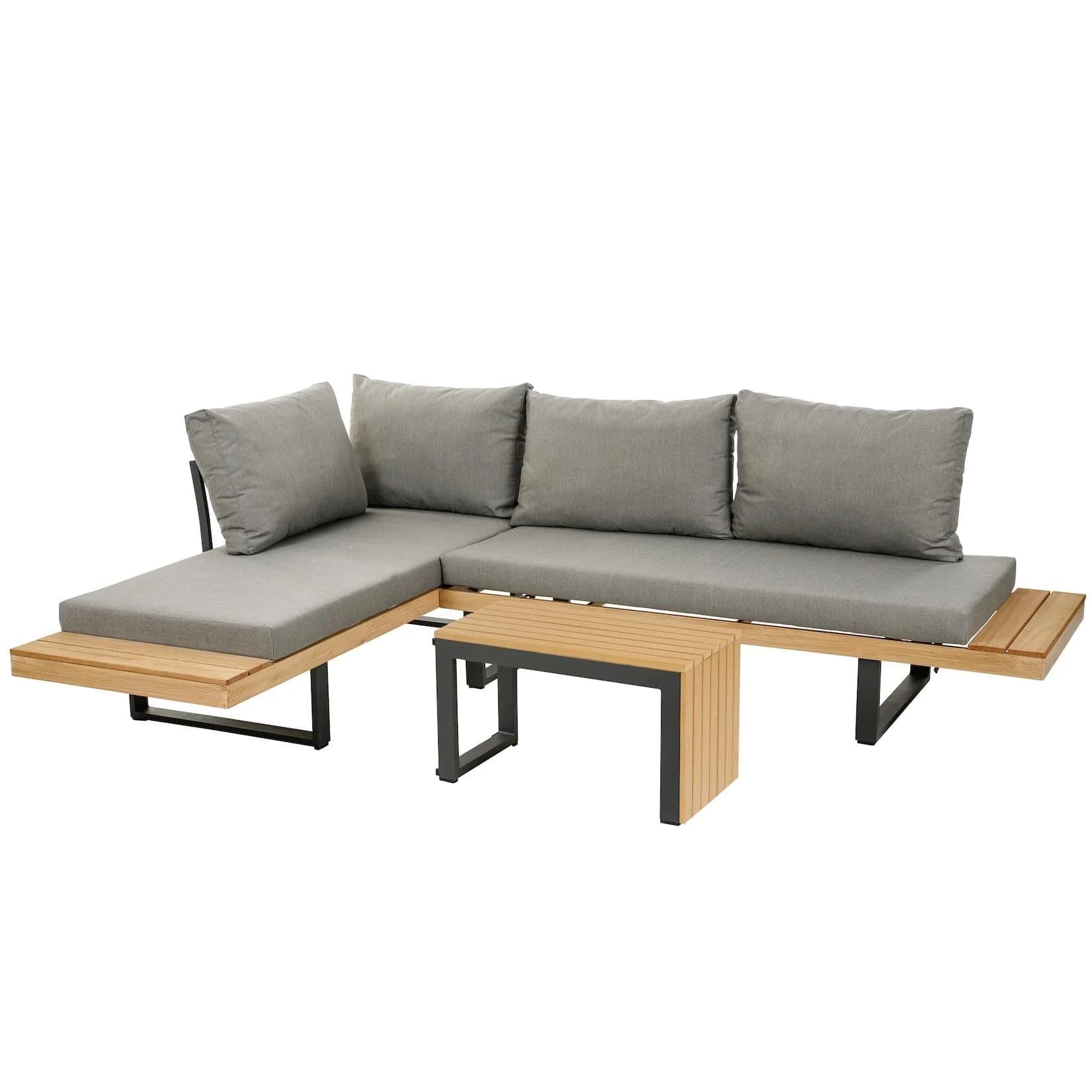 Greemotion Gartenlounge-Set Lana Grau/Beige Aluminium