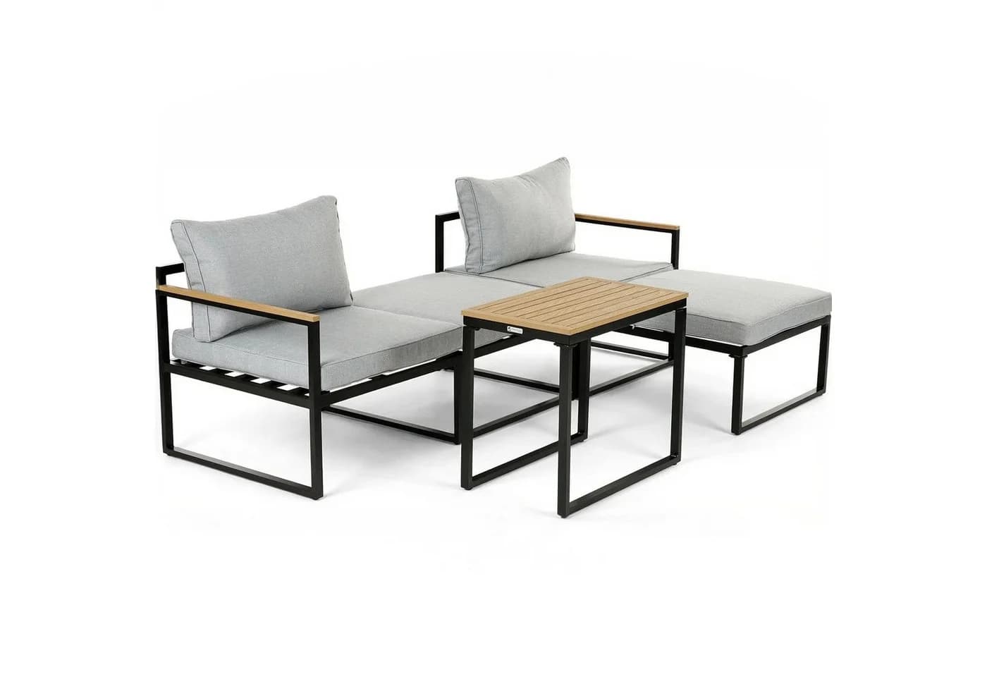 Greemotion Balkonset Retiro 5-tlg. Aluminium Grau Holz-Optik - Bild 3