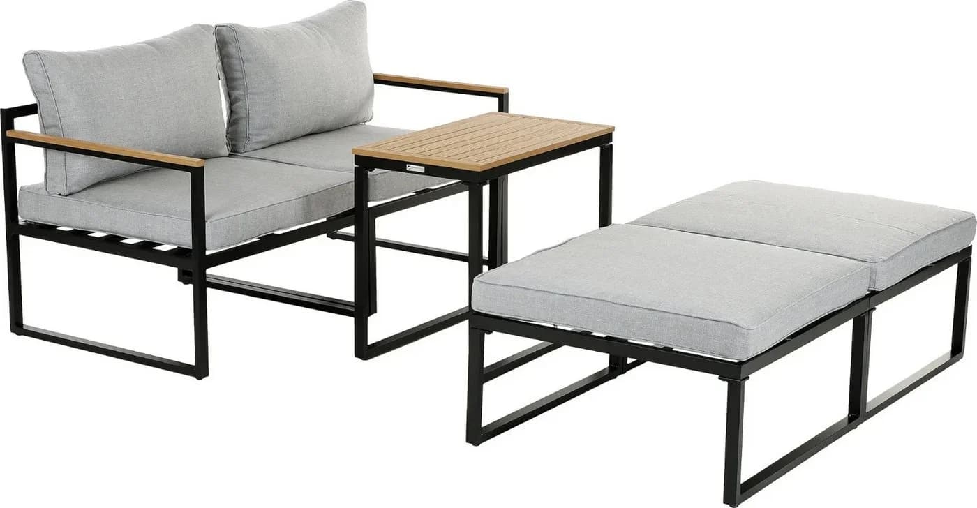 Greemotion Balkonset Retiro 5-tlg. Aluminium Grau Holz-Optik - Bild 5