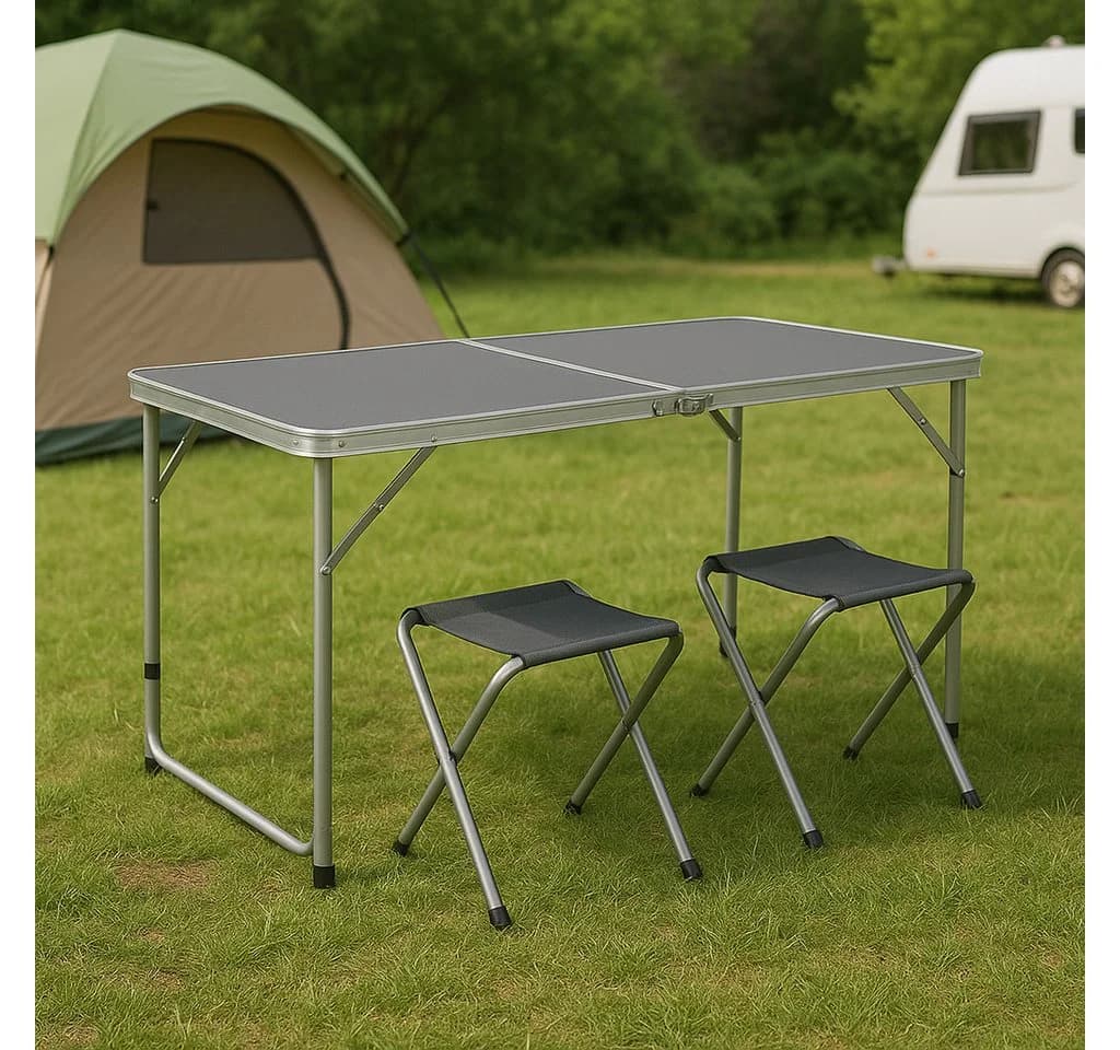 Greemotion Campingtisch Faro Set 5-tlg. Anthrazit Aluminium Klappbar