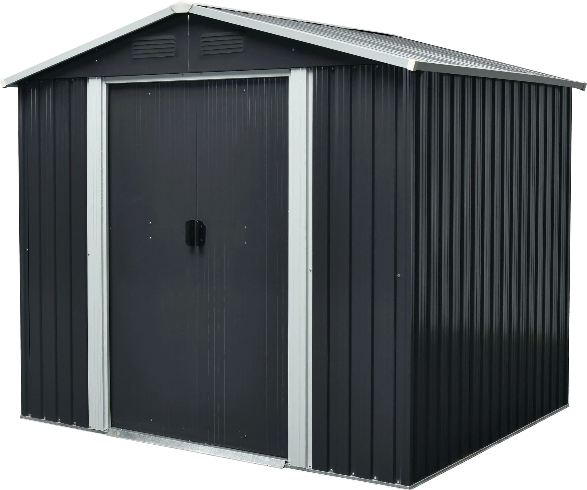 Gerätehaus aus Metall und Stahlblech in klassischem Design