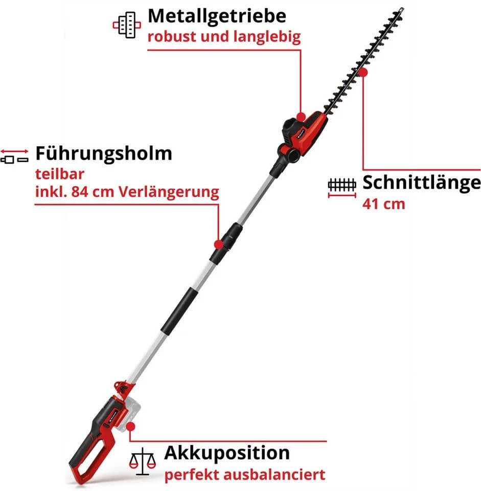 Einhell Akku-Stab-Heckenschere GC-HH 18/45 Li T-Solo Rot - Bild 3