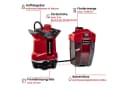 Einhell Akku-Schmutzwasserpumpe GE-DP 18/25 Li - Solo Rot Bild 3