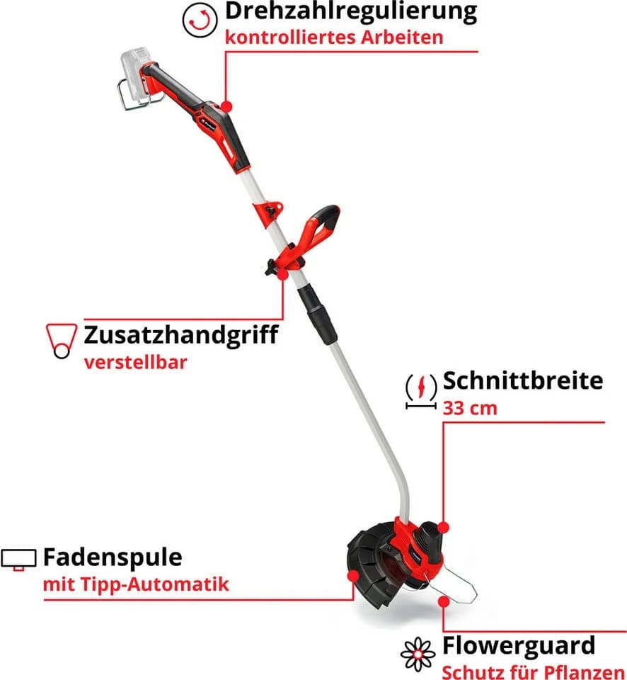 Einhell Akku-Rasentrimmer GE-CT 18/33 Li E-Solo Rot/Schwarz - Bild 4