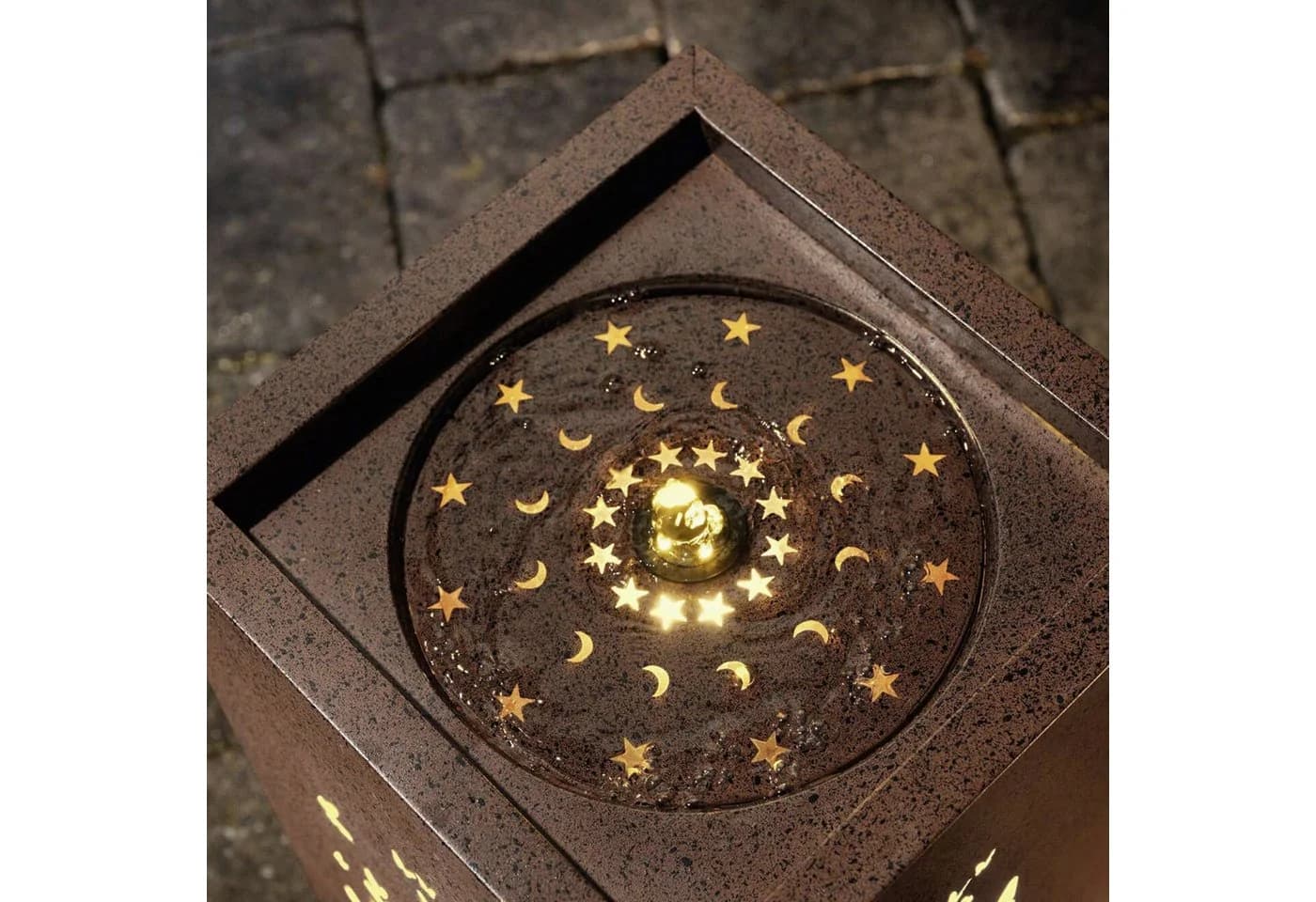 Frank Flechtwaren Gartenbrunnen Blumenwiese Metall Rostfinish LED - Bild 3