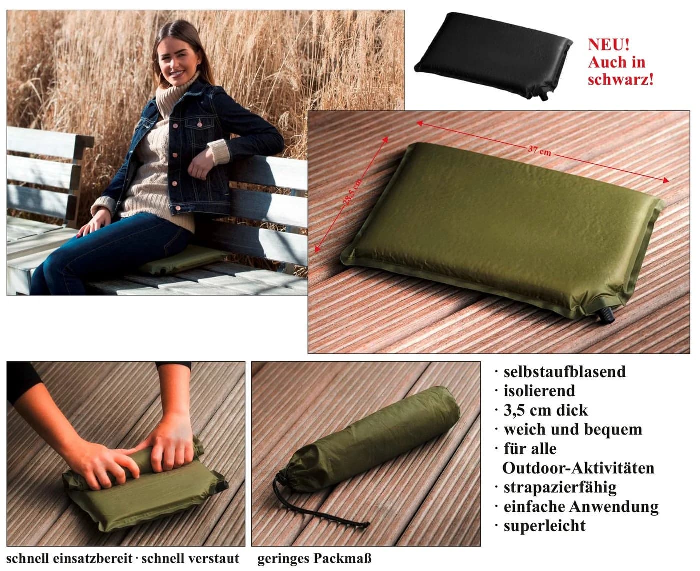 Maximex Selbstaufblasendes Thermo-Mobilkissen Grün Outdoor - Bild 2