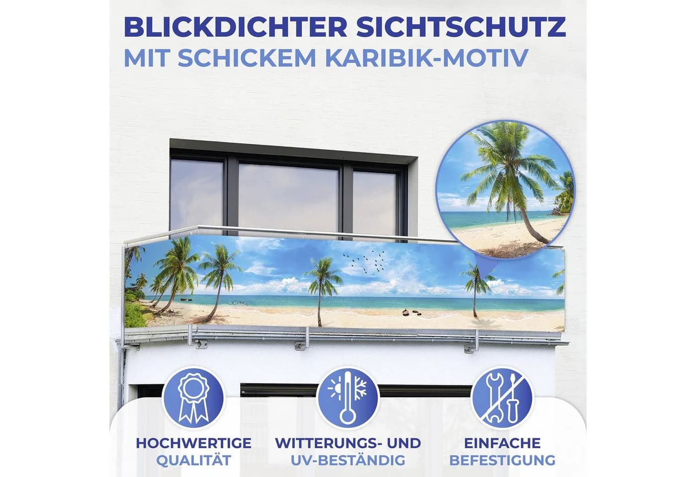 Maximex Balkonsichtschutz Motiv Karibik UV-beständig - Bild 4
