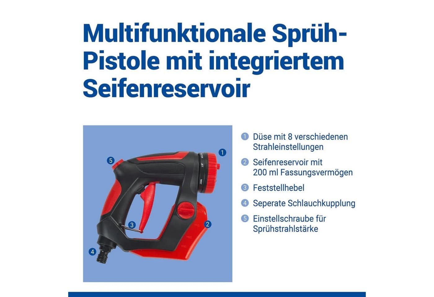 Maximex Multifunktionsbrause 8in1 Gartenbrause mit Seifenreservoir - Bild 4