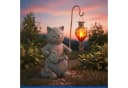 LED Dekofigur Katze und Heißluftballon - Solar Gartenleuchte Bild 1
