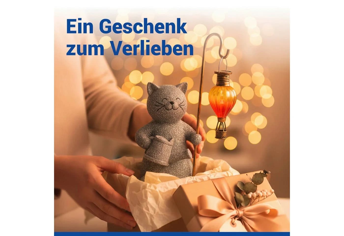 LED Dekofigur Katze und Heißluftballon - Solar Gartenleuchte - Bild 3