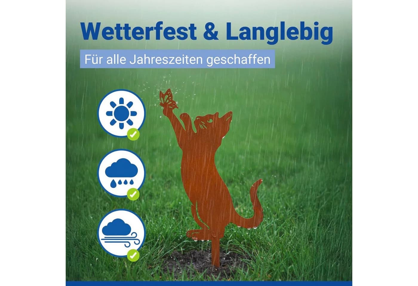 MAXIMEX Gartenstecker Katze & Schmetterling Terracotta Metall - Bild 3